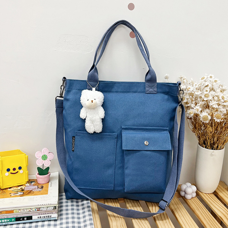 Estilo coreano estudiante bolsa de lona Portátil Bolsa de hombro de gran capacidad correa de hombro de las mujeres bolsa de mensajero desmontable bolsa de compras simple