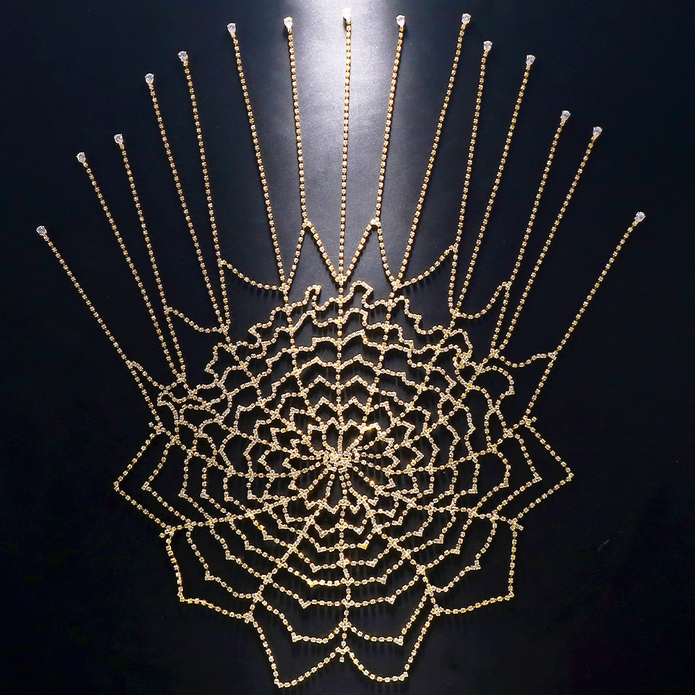 Tendencia europea y americana rhinestone diadema personalidad exagerada malla borla cadena del pelo accesorios de Halloween headwear