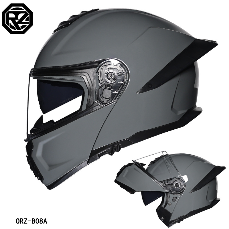 Casco de Motocicleta Orz con Certificación DOT para Hombre y Mujer, Casco Abierto con Visera Doble, Spoiler de Invierno, Cobertura Media, Azul para Todas las Estaciones.