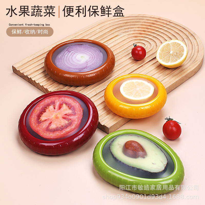 Juego de caja de conservación de frutas y verduras de película transparente, limón, aguacate, tomate, cebolla, refrigerador, caja de almacenamiento de congelación