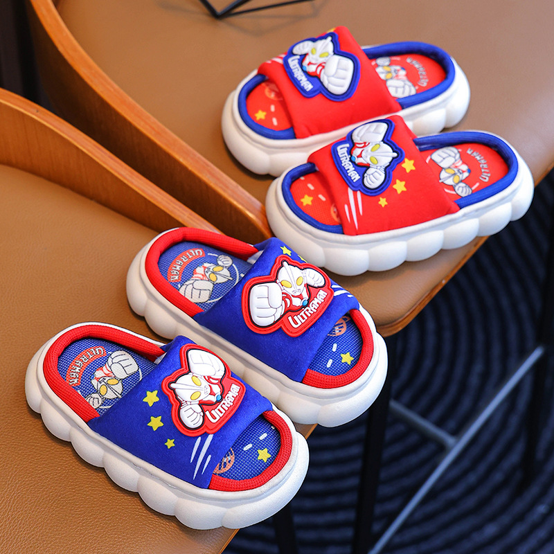 Ultraman primavera y otoño zapatillas de lino para niños zapatillas de piso para niños antideslizantes transpirables para niños verano