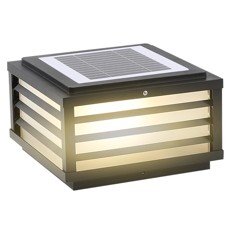 Lámpara solar para columna, impermeable, para exteriores, para villa, balcón, patio, valla, puerta, pilar, con sensor de luz LED