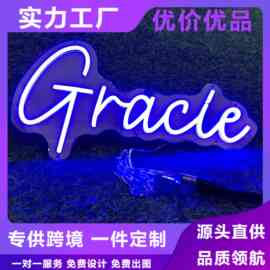亚马逊卡通镜面霓虹灯化妆装饰灯凯蒂猫亚克力镜子礼品led发光镜