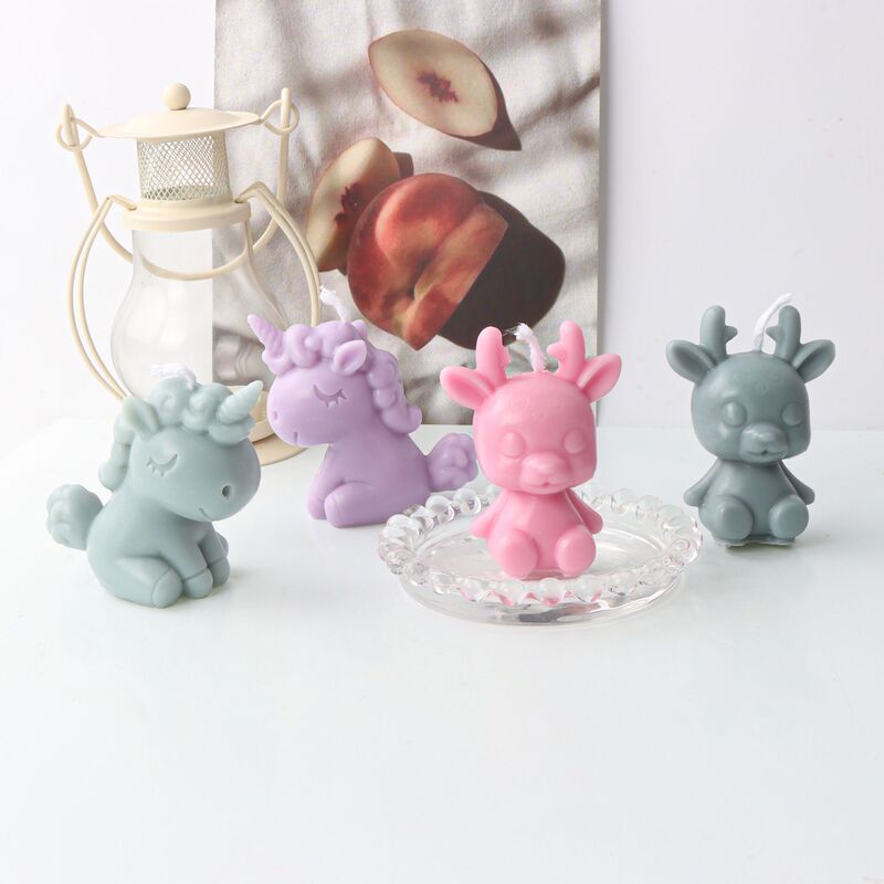 animal candle mold diy silicone cartoon ins unicorn candle mold plaster sugar mold cross border