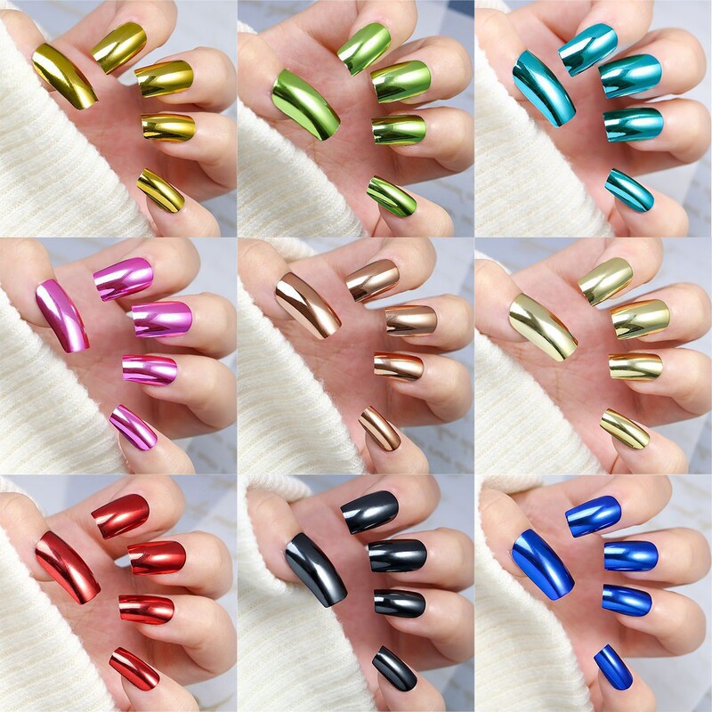 Short Glossy Plating Wear Armor Independence Day Event Mirror Manicure 24 Cross-border Metal Color 9 Optional