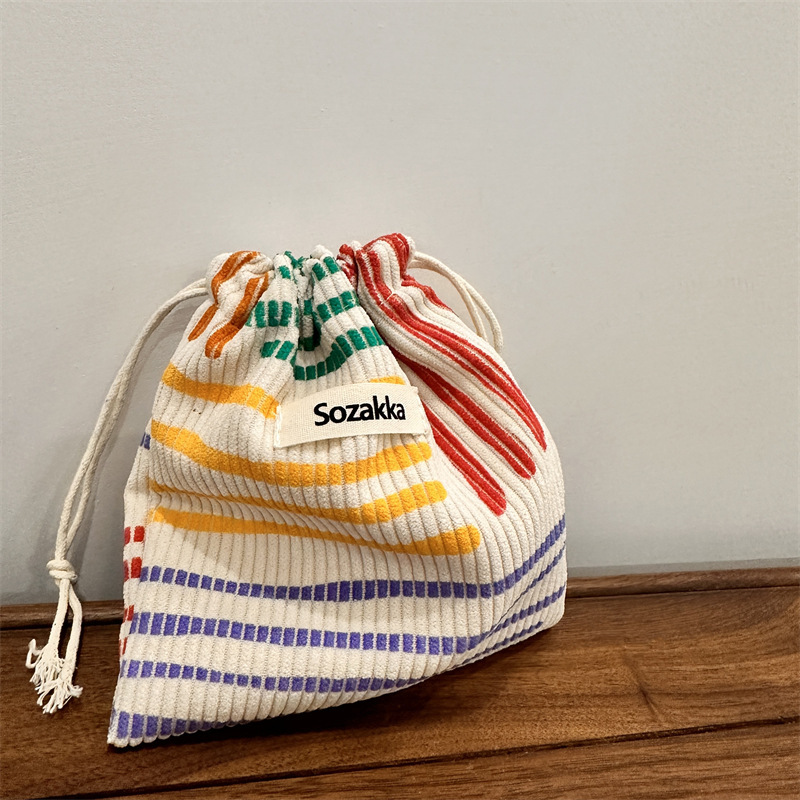 Basic Classic Style Stripe Corduroy Makeup Bags display picture 5