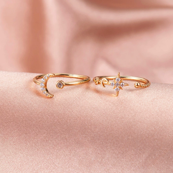 04 Star and Moon Open Ring Gold (1 pair) 4998+4999