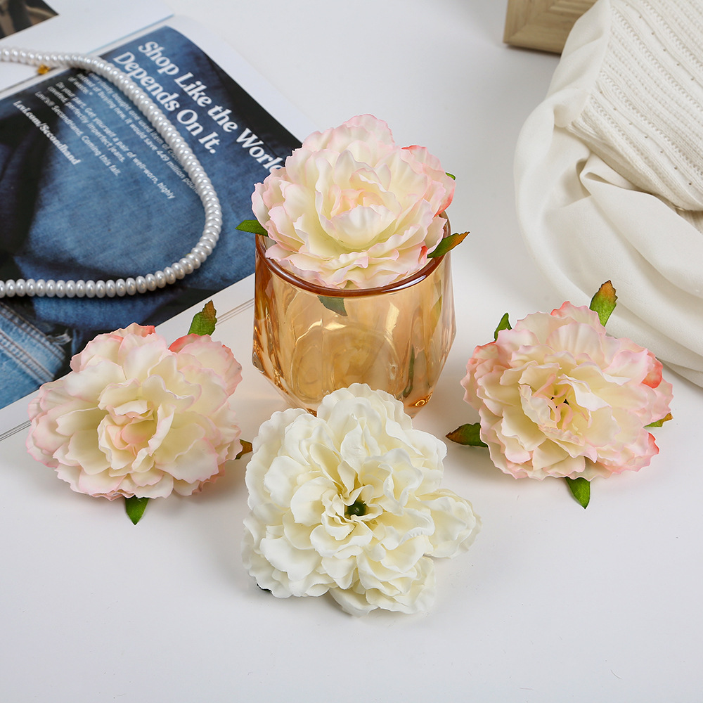 模擬牡丹と椿の花 diy アンティークスタイルのヘアアクセサリー頭飾り焼付牡丹手作りコサージュヘアピン花アクセサリー造花