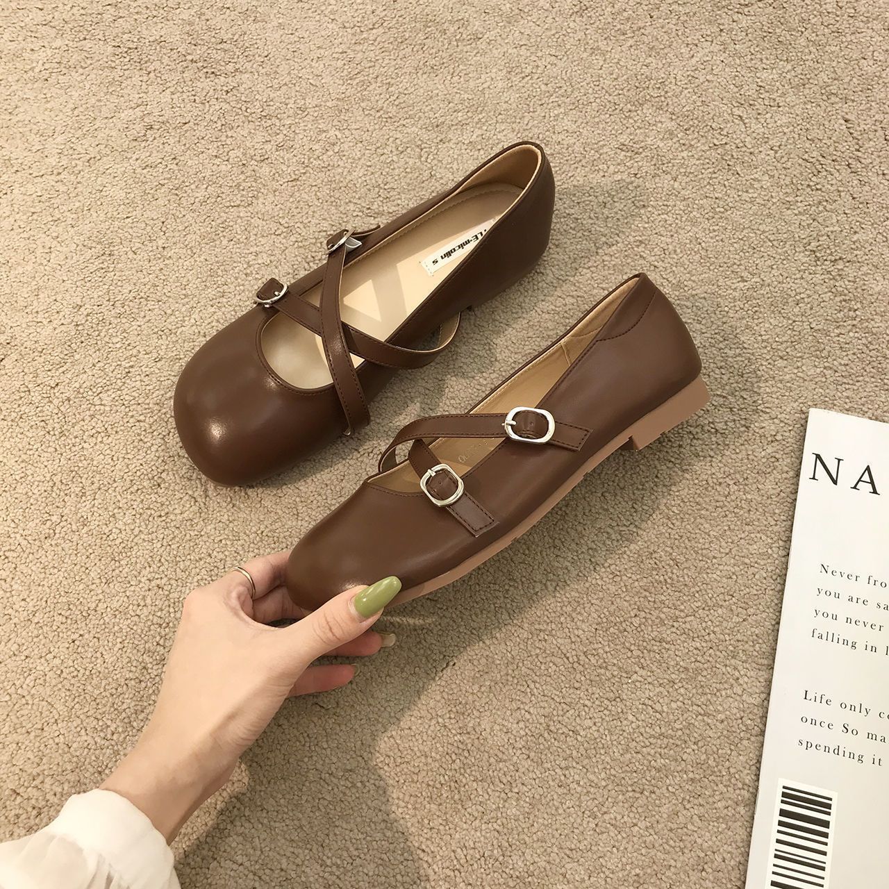 Women's Soft-soled Single-layer Shoes 2023 New Korean-style Round-head Late Evening Style Gentle Fairy Flat-soled Mary Jane Shoes Women's Ins