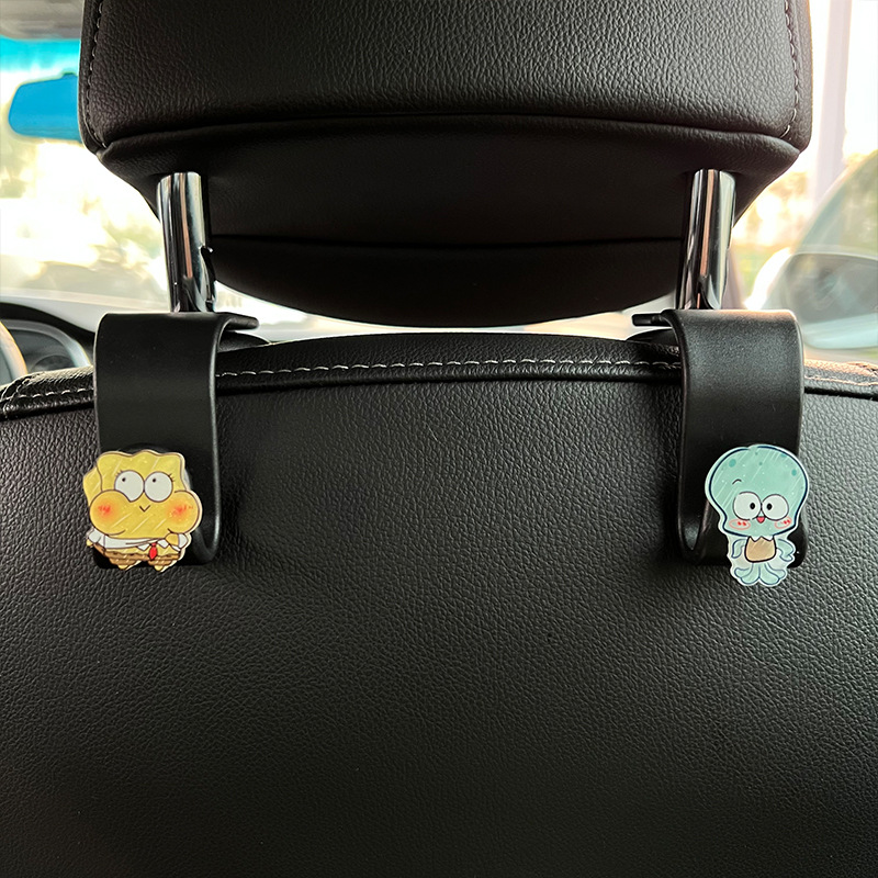 Gancho de coche, gancho trasero del asiento trasero, suministros de coche, soporte de carga, lindo Bob Esponja, dibujos animados