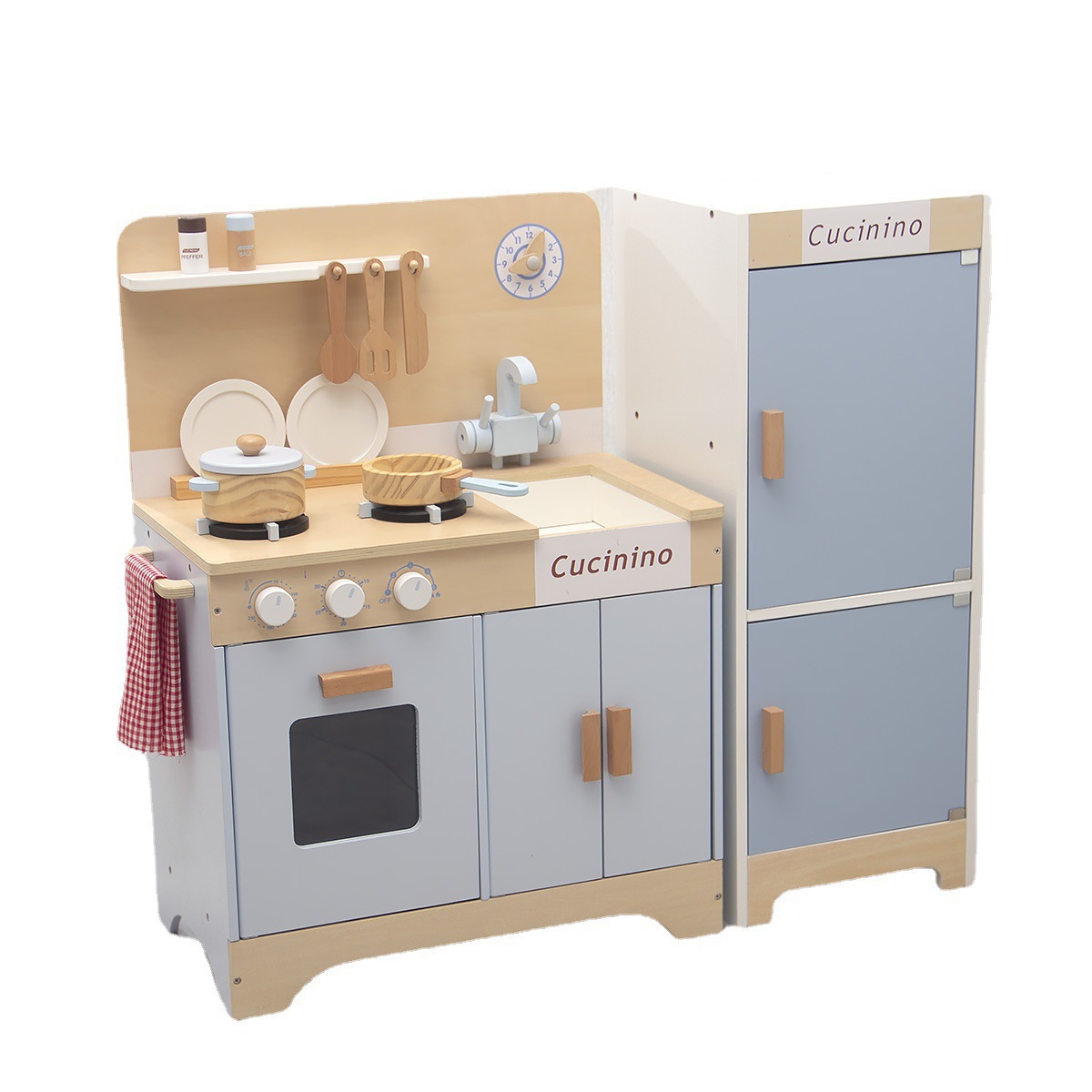 Estilo alemán gran simulación cocina refrigerador olla conjunto combinación niños y niñas jugar a las casitas al vapor Zhu juguetes para niños