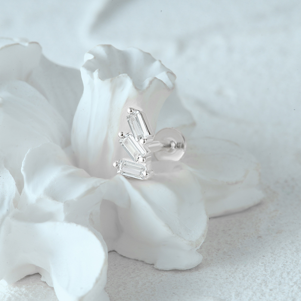 1 Pièce Style Simple Fleur Placage Argent Sterling Zircon Boucles D'oreilles display picture 40