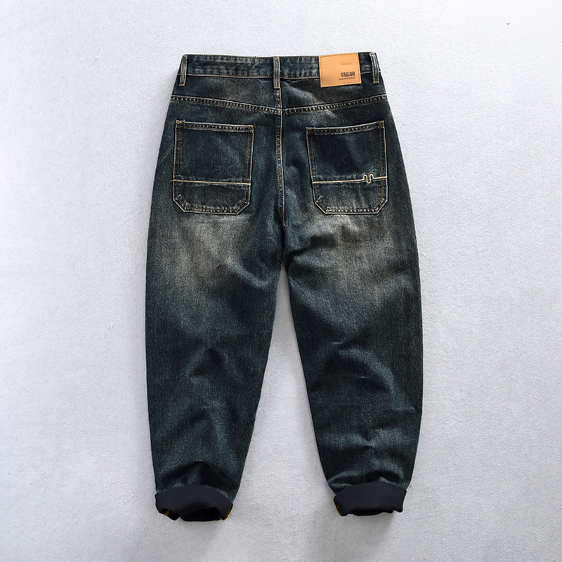 1031-1031-11 Men's Retro Washed Casual Jeans, One Piece Replacement_voghion.com