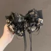 32# black and white printed ribbon spring clip