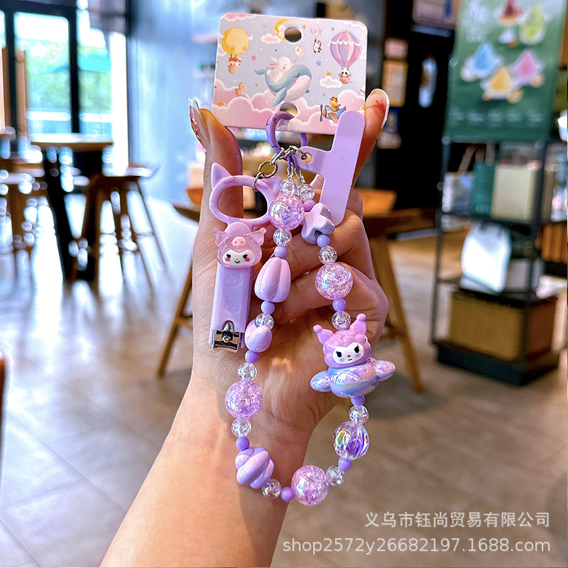 新しいオリジナルサンリオハローキティ漫画携帯電話ケースチェーンビーズペンダント携帯電話チェーン卒業ギフト|undefined