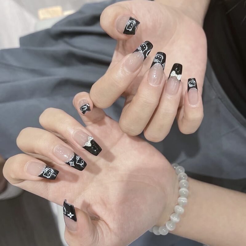 Hello Kitty French Handmade Y2K Wear Armor White All-match Cold Little Red Riding Book Same Style Nail Art Patch