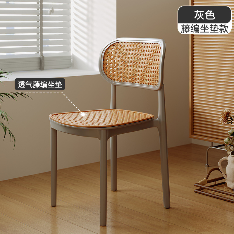 塑料椅子家用加厚餐厅餐桌餐椅舒服久坐商用藤编简约凳子靠背藤椅|undefined