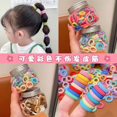 兒童發圈女童高彈力發繩寶寶扎頭髮不傷發發繩彩色罐裝小皮筋髮飾