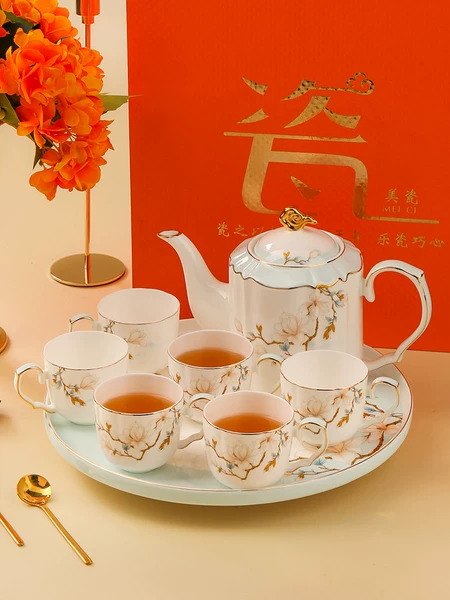 〔◆✧✧◆〕Jiman Magnolia - 6 cups + large pot + tray - gift box [✥✥✰✰]