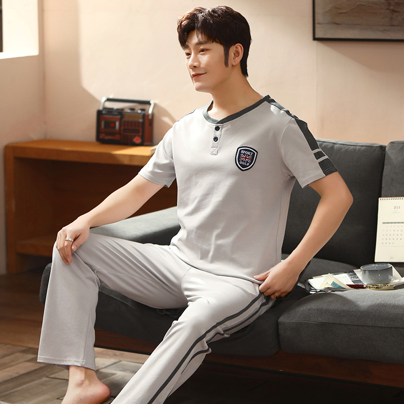 Jiao Caimeng pijamas de los hombres de verano de algodón pantalones de manga corta ropa para el hogar de los hombres de primavera y otoño traje de algodón delgado más el tamaño