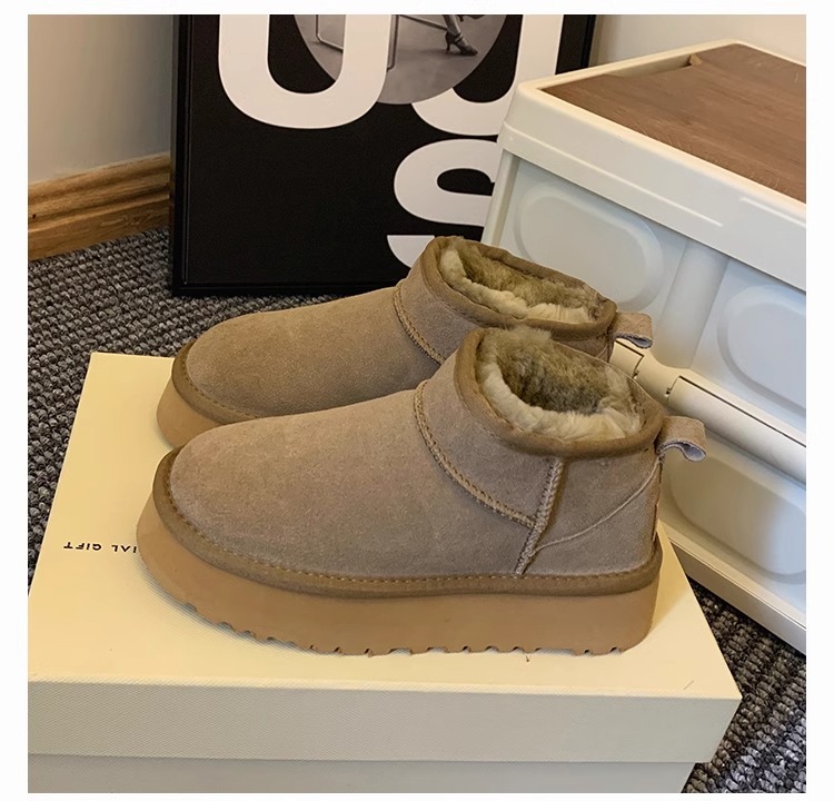 Women's Fur Lined Ankle Boots With Thick Platform Sole_voghion.com
