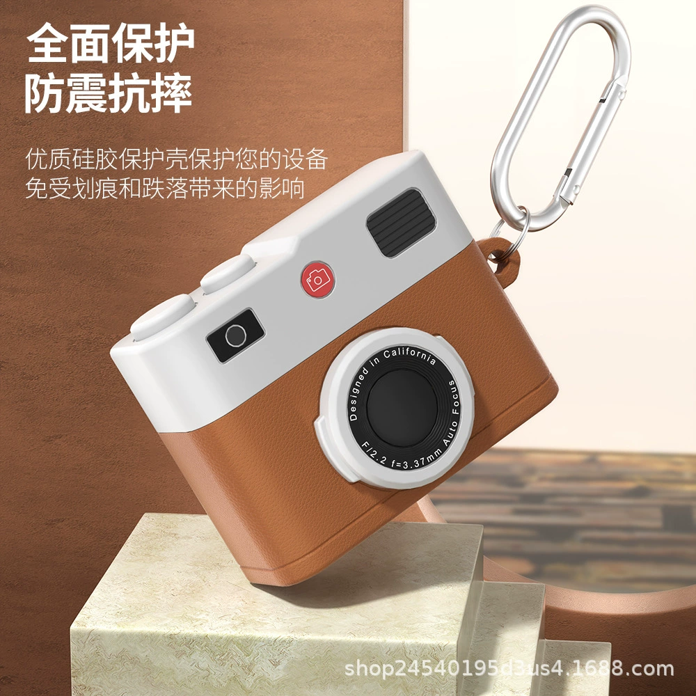 2025 Cross-Border Applicable AirPods Pro3 Headphone Case Cute Retro Camera Airpods4 Third Generation Headphone Case