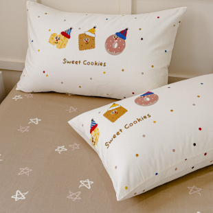 2025 Simple New Pure Cotton Bed Bed Sheets Printed Cotton Fitted Bed Sheets Pillowcase 100 Cotton Three-Piece Set Class a Bed Four-Piece Set