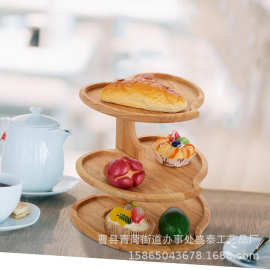 木制三层爱心置物架纸杯蛋糕展示架甜品糕点水果托盘可拆卸托盘