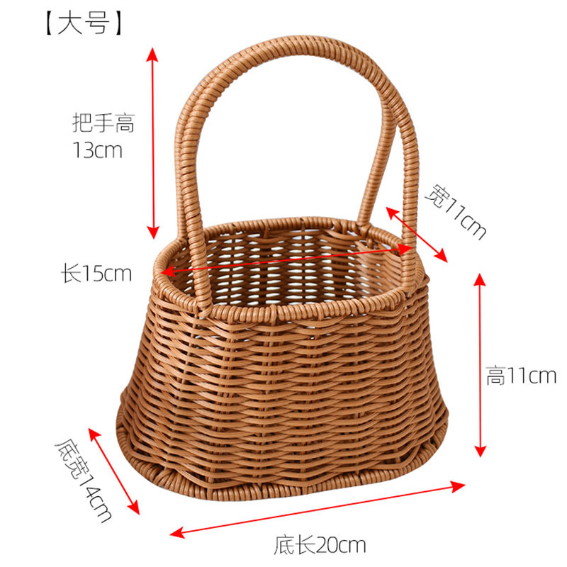 Cesta de flores tejidas de ratán cesta portátil cesta pastoral floral arreglo floral cesta de regalo de frutas cesta de almacenamiento de dulces festivos