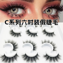 欧美款C系列自嫁接假睫毛 六对装眼睫毛浓密卷翘大眼厂家批发