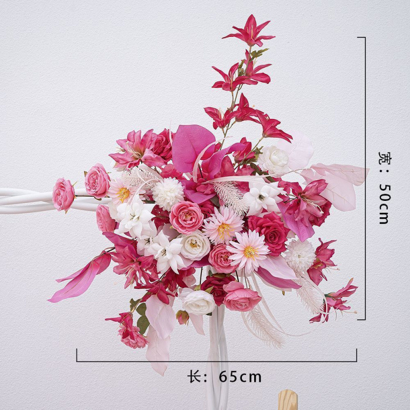 新款路引排花艺地排绢花订婚宴仿真成品大款装饰花布置婚庆婚礼|undefined