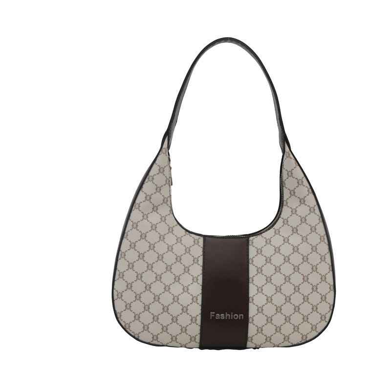 Arte y literatura color contrastante empalme viaje bolso de media luna portátil retro 2025 personalidad nueva moda braza de hombro bolso de mujer