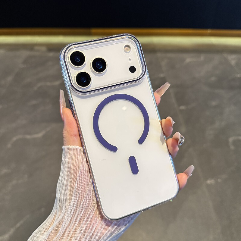 适用iPhone17PROMAX手机壳透明PC磁吸苹果17镜头圈滴油防摔保护套|undefined