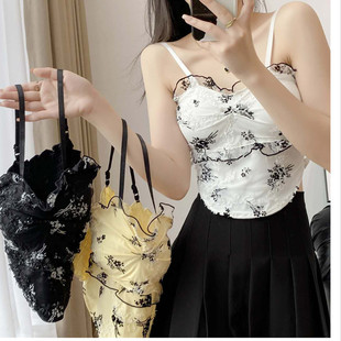 Summer silk top with cups, 24 years, floral print, for small vest