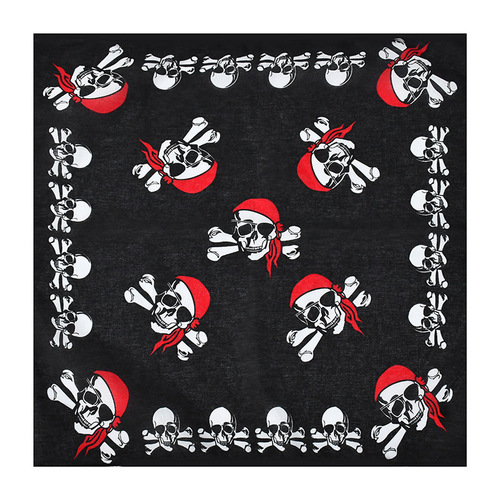 European and American Hip Hop Street Dance Skull Scarf Pure Cotton Men's and Women's Costume Headscarf Wholesale Halloween Ghost Head Printed Headscarf 