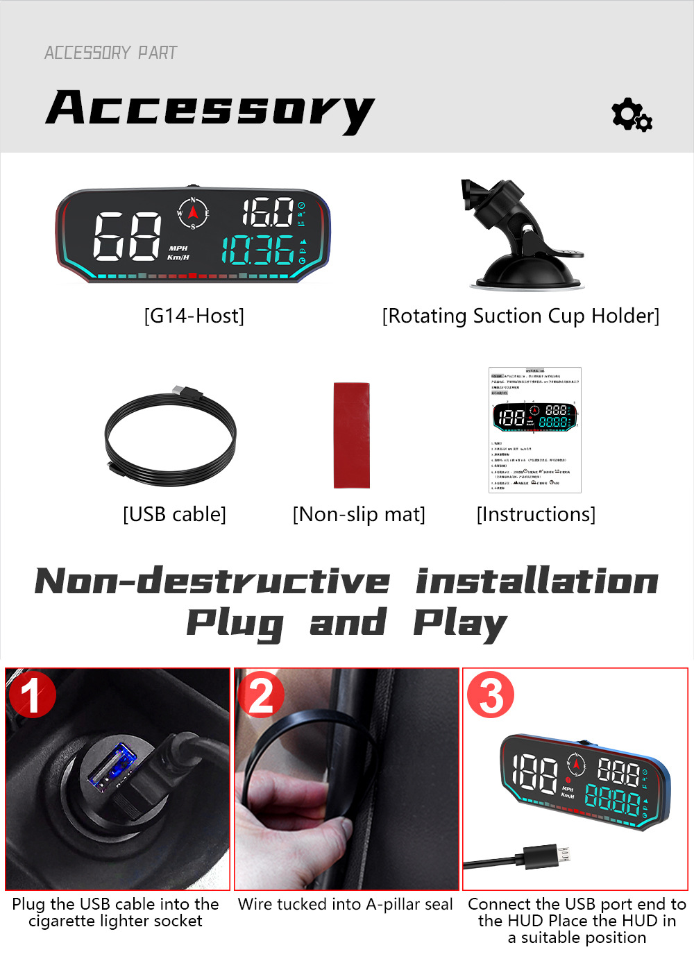 Car HUD Head-Up Display, Car-Specific GPS Tester, Multi-Function Display, Intelligent Dashboard, High-Definition