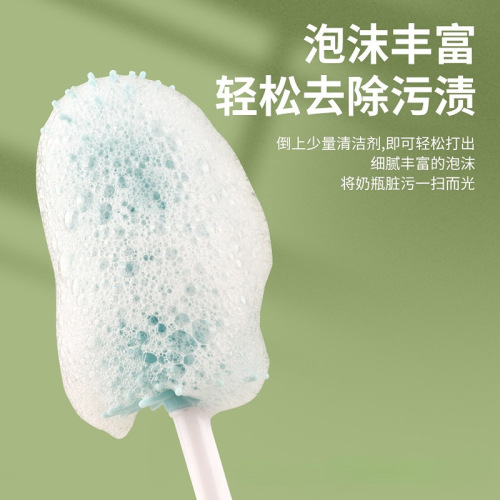 Silicone bottle brush cleaning set baby straw nipple brush 360 degree upright long handle rotating cleaning brush set