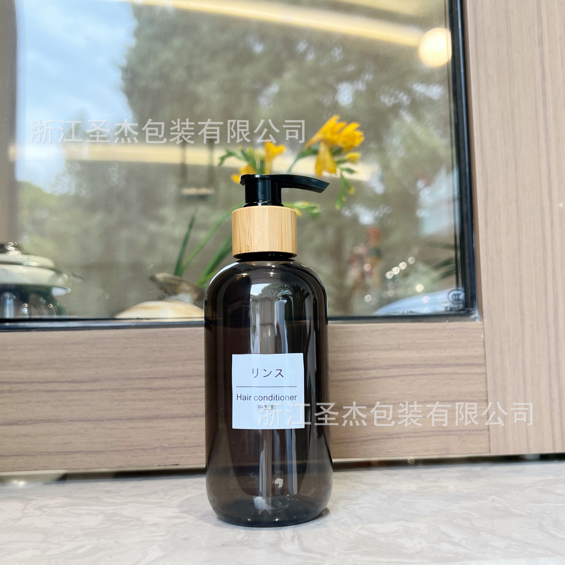 En stock traje de gran volumen líquido Negro hombres plástico botella vacía grano madera cabeza la bomba champú loción gel ducha