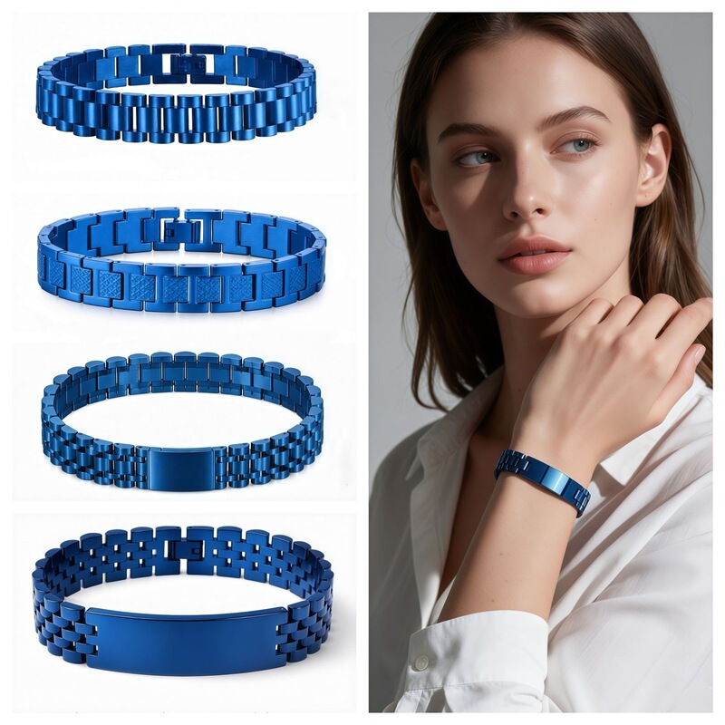 Cross-border, in-stock, five-bead titanium steel watch strap chain bracelet, a lightweight and luxurious men’s bracelet, adjustable, waterproof, stainless steel bracelet, wholesale Cross-border, in-stock, five-bead titanium steel watch strap chain bracelet, a lightweight and luxurious men’s bracelet, adjustable, waterproof, stainless steel bracelet, wholesale