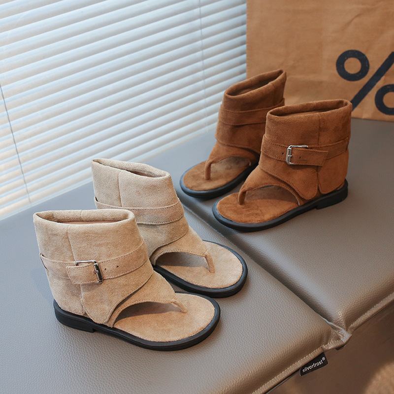 Niche Retro Thong-Toe Sandals for Girls, 2026 Summer New Fashion Short Boots Paired with Skirts, Roman Sandals Trendy Shoes