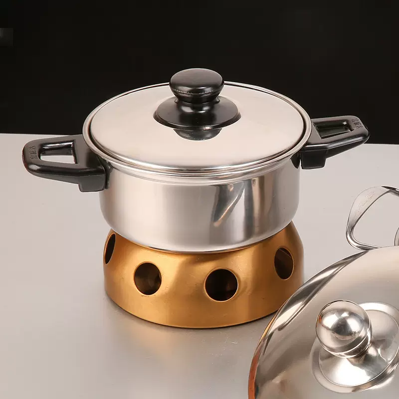 加厚不锈钢单人小火锅宿舍家用火锅店专用液体固体户外酒精炉火锅