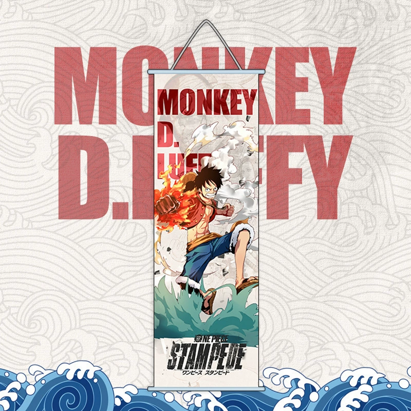 Картина на подвесе One Piece аниме, двухмерный шелк, настенное украшение для комнаты