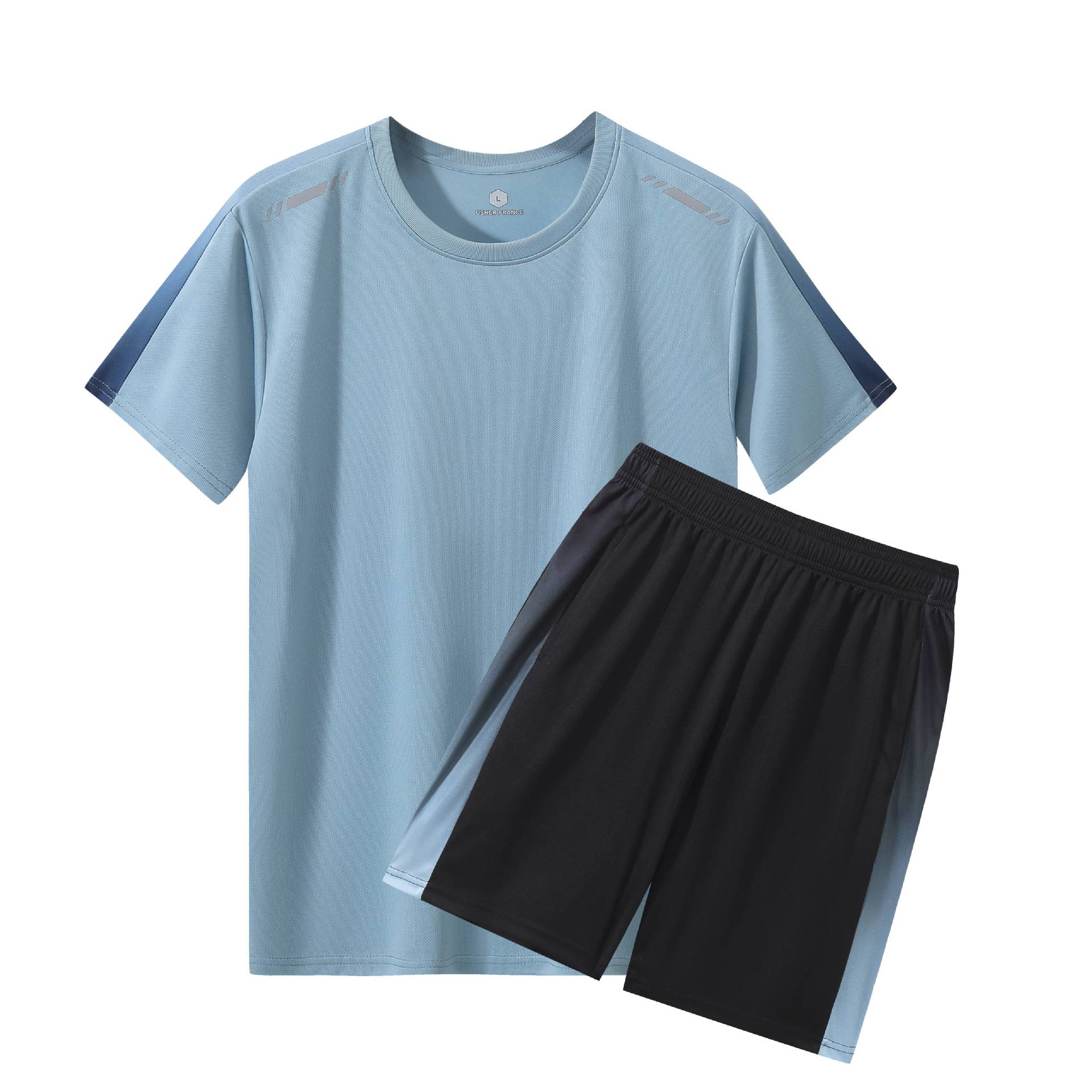 Traje deportivo Camiseta de secado rápido para hombre Camiseta de manga corta para correr ropa de fitness de verano casual de dos piezas al por mayor
