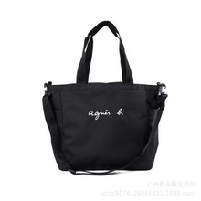 日本潮牌agnes雙面時尚字母印花大容量單肩手提斜挎購物帆布包