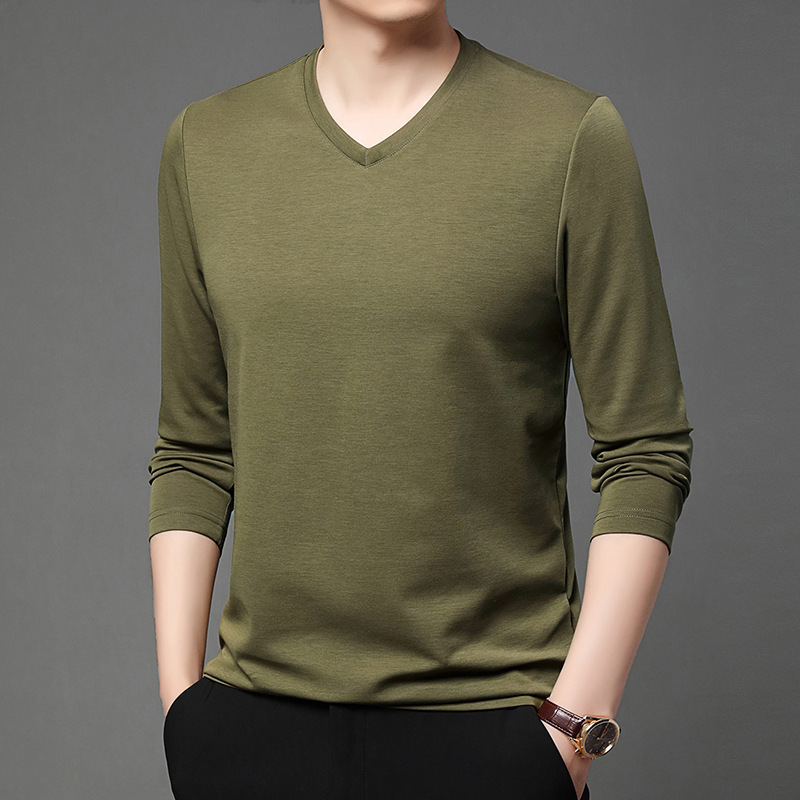 plus size Spring and Autumn Long Sleeve T-Shirt Men's Chicken Heart Collar Slim Fit Autumn Clothes Casual Base Shirt 2025 New Small Shirt Sweater plus size Spring and Autumn Long Sleeve T-Shirt Men's Chicken Heart Collar Slim Fit Autumn Clothes Casual Base Shirt 2025 New Small Shirt Sweater