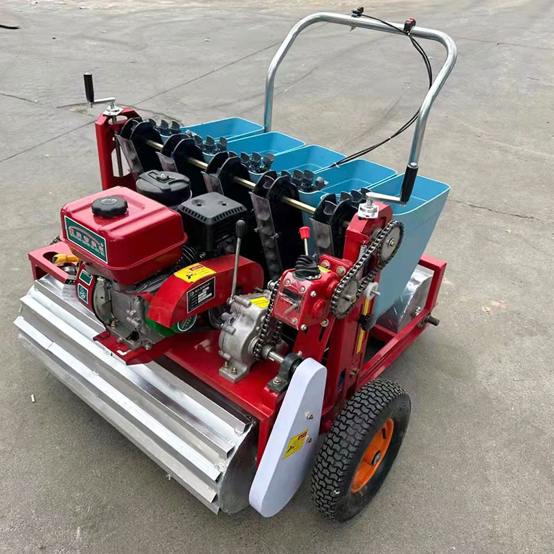 Siembradora de ajo de seis líneas de auto-propulsión de gasolina, siembradora de ajo a pedido de tracción de cuatro ruedas, siembradora de ajo ajustable en profundidad