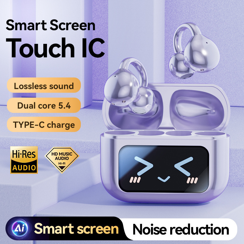 M100 Cross-border New Translation AI Wireless Ear Clip Bluetooth Headset Screen Color Screen Touch Display Long Endurance Ear Clip