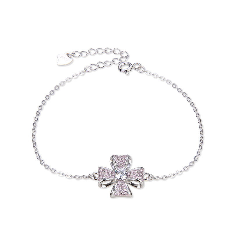 Elegante de las mujeres accesorios joyería estilo japonés y coreano s925 plata esterlina ZIRCON pulsera flor fresca popular