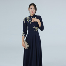 刺绣针织春秋改良旗袍裙包工包料来料加工贴牌生产旗袍服装加工