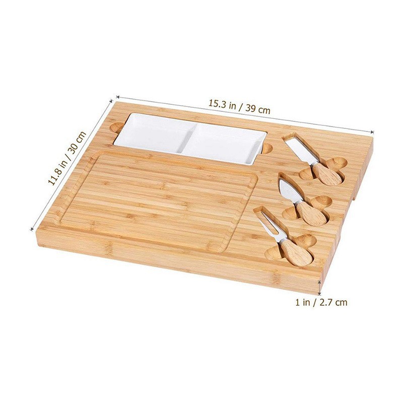 Nueva tabla de cortar de bambú fábrica al por mayor de bambú tabla de cortar queso cuchillo traje de tabla de queso
